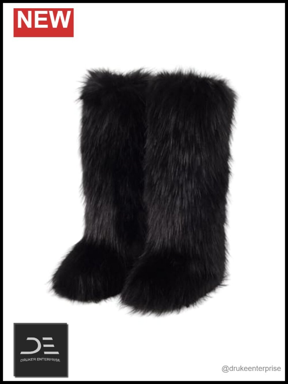 Faux Fur Knee-High Winter Boots, Fuzzy Fluffy Snow Boots, Plush Warm Outdoor